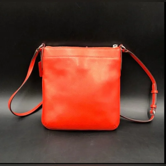 Coach Scarlet Red Leather Crossbody Bag with Silver-Tone Detail F36063 (+COA) - Picture 4 of 10